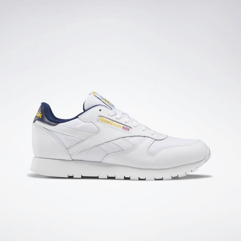 Reebok Classic Leather Tenisky Panske - Biele/Námornícka Modrá/Žlté HY7425SO